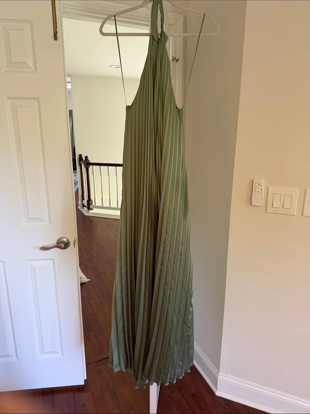 Abercrombie & Fitch Olive Green Pleated Halter Maxi Dress